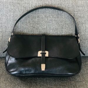 Prada Black Leather Flap Shoulder Bag